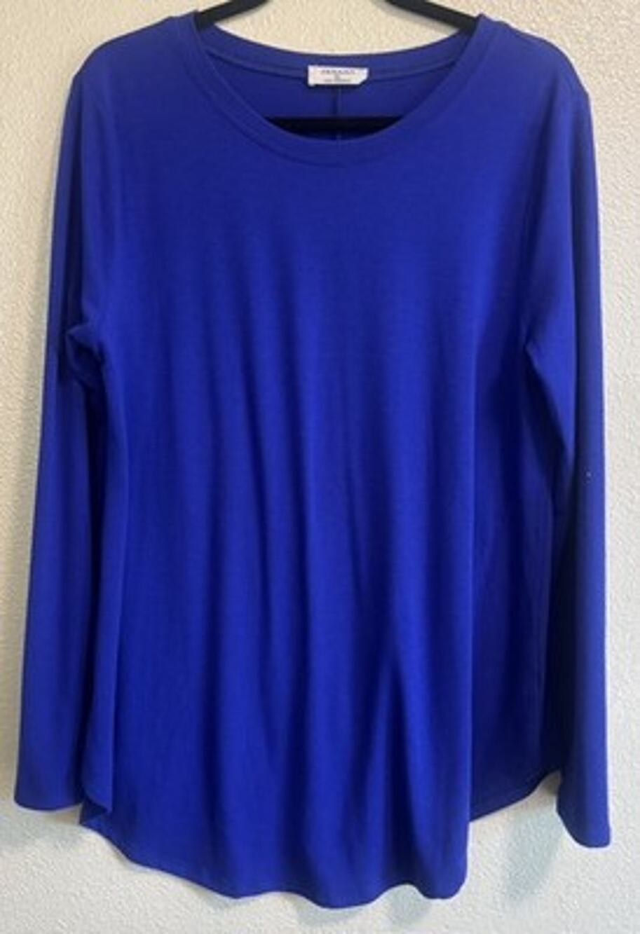 Zenana Long Sleeve Pullover T-Shirt Royal Blue Round Neck Basic Staple Size XL
